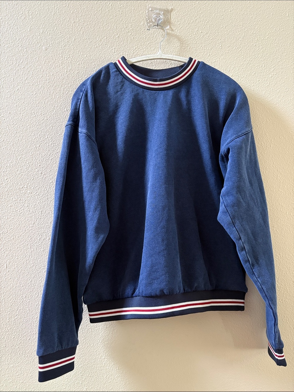 Women's Able Navy Crewneck Sweatshirt with Striped Trim